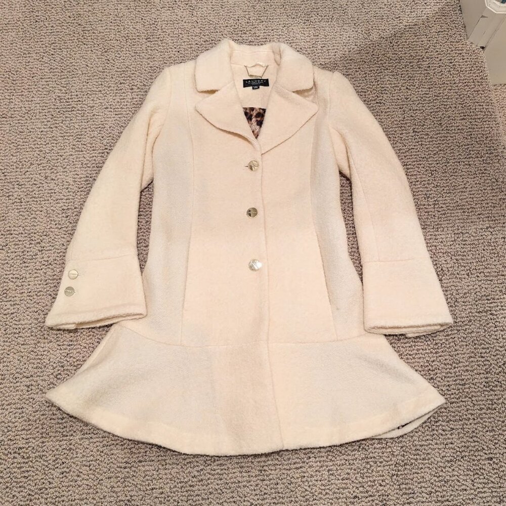 Laundry By Shelli Segal wool blended Boucle Skirted Hem Coat